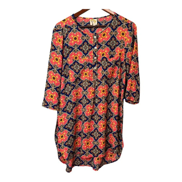 Anthropologie Fig & Flower Kendra Tunic Boho Shirt Dress. Paisley Floral. Small - Picture 1 of 11